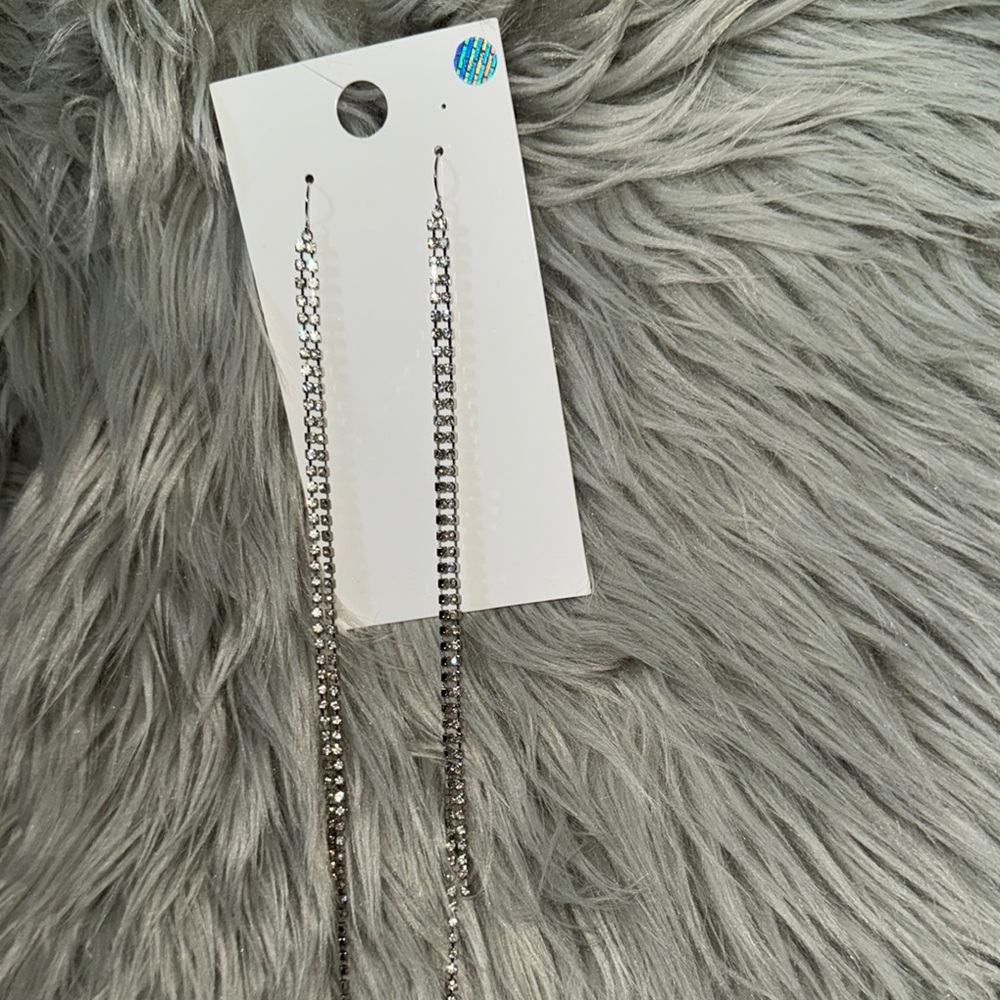 Faux Silver/ Diamond Dangle Earrings